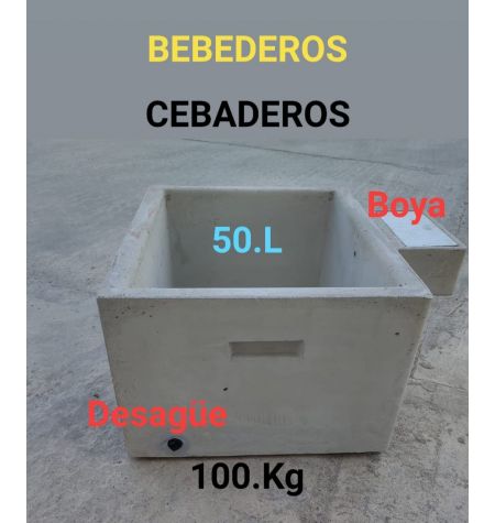 BEBEDERO HORMIGÓN CUADRADO 50 LITROS